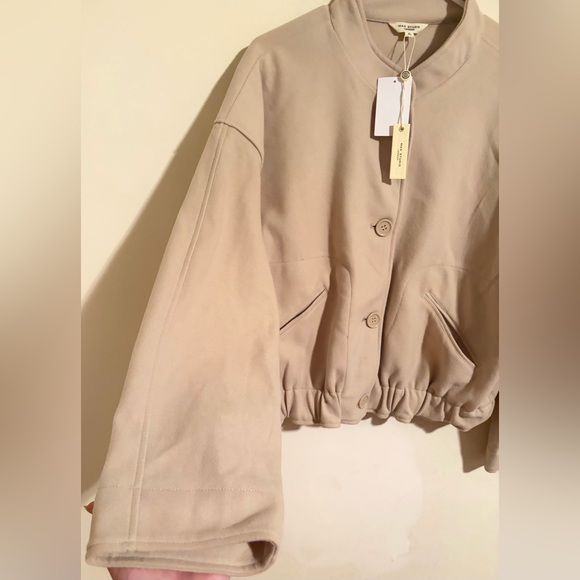 NWT Max Studio London Women's Tan Cream Button Up Cinched Waist Bomber Jacket XL - Picture 8 of 13